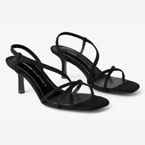 Zara Mid-Height Heeled Elastic Strap Sandals in Black